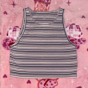 American Eagle Outfitters Navy and White Striped Crop Top